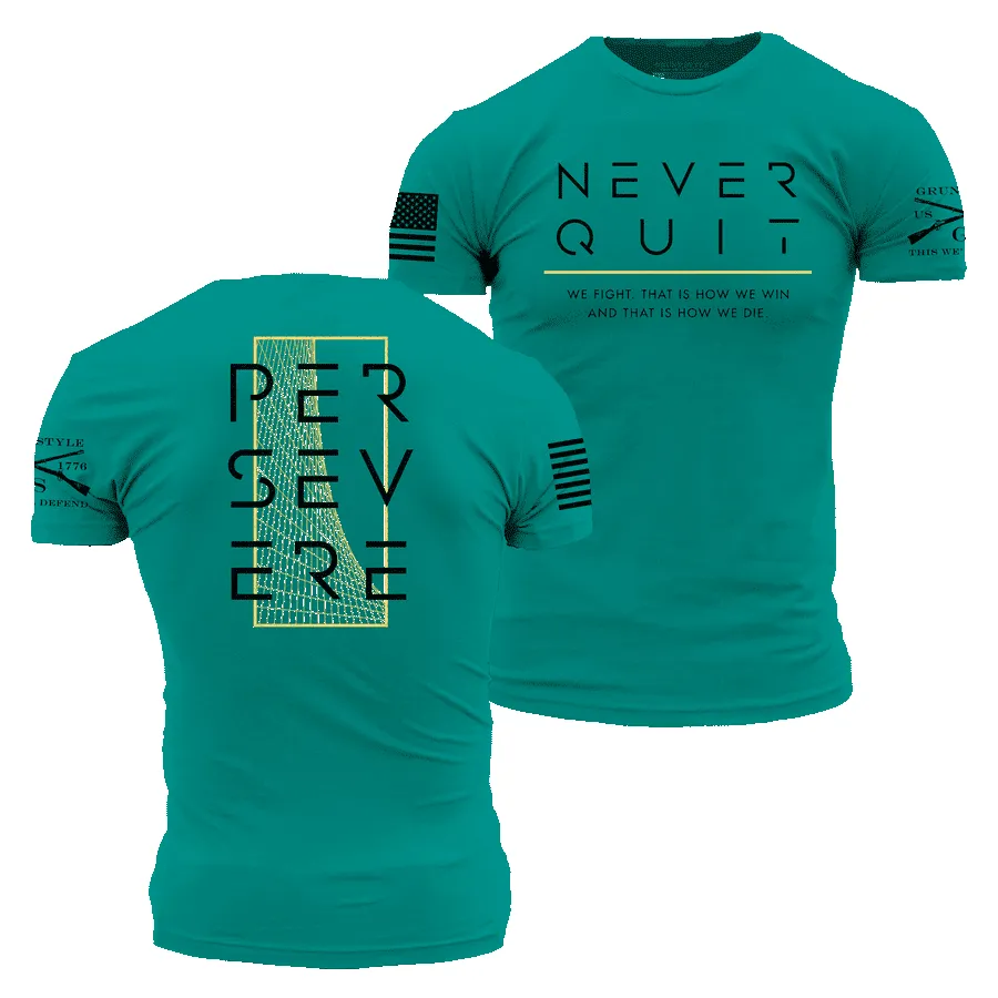 Never Quit T-Shirt - Heather Aqua sold by Grunt Style
