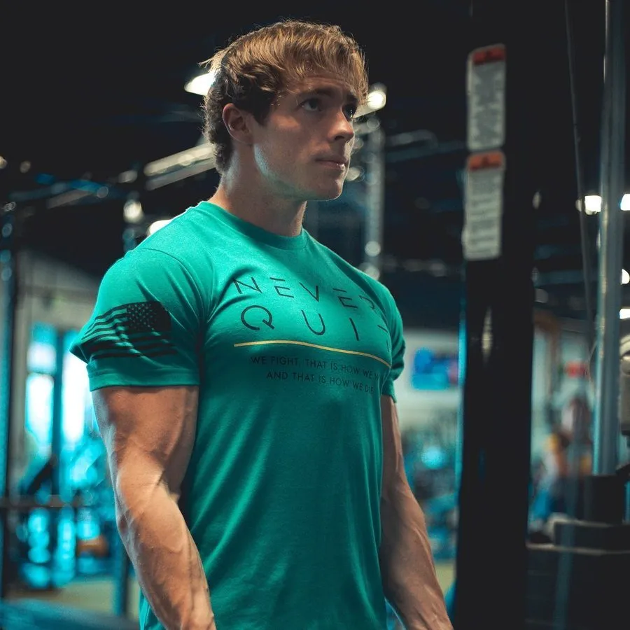 Never Quit T-Shirt - Heather Aqua sold by Grunt Style product image thumbnail 5