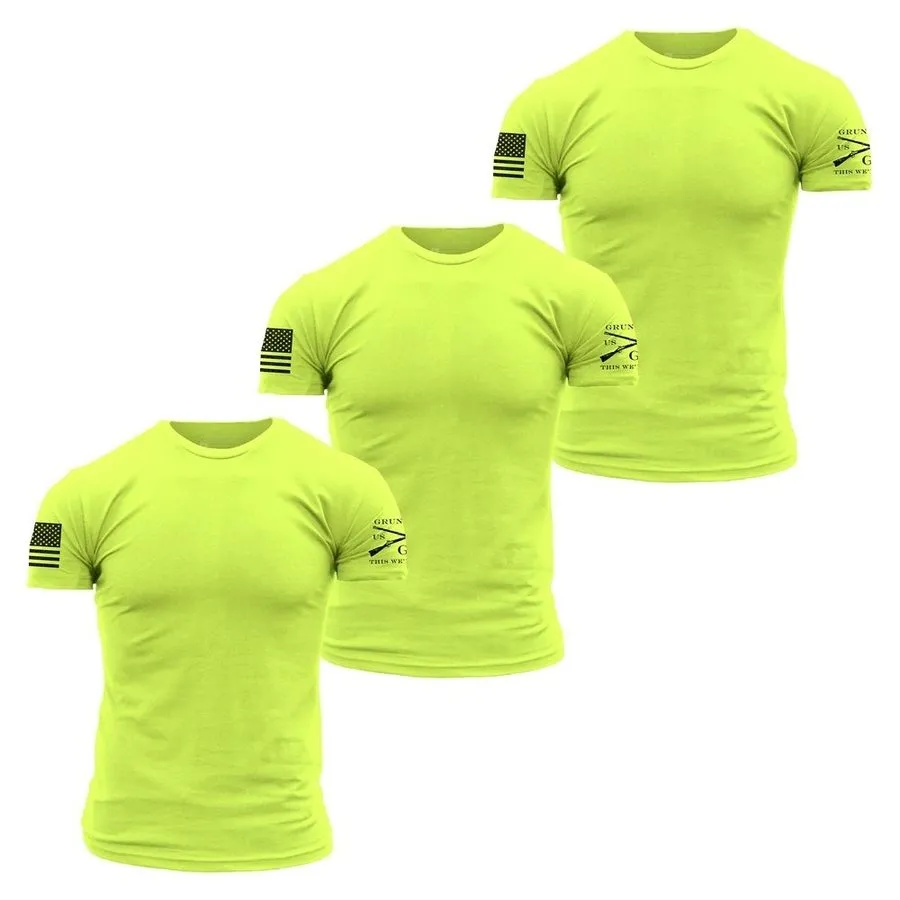 Basic T-Shirts - Safety Green - 3 Pack sold by Grunt Style