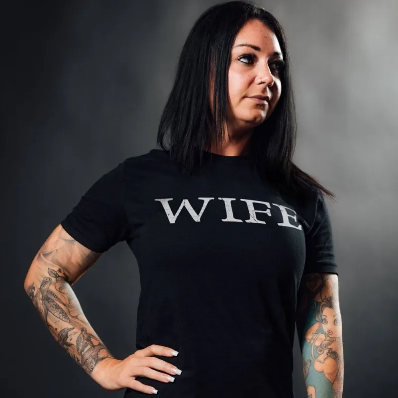 Women's Wife Defined Boyfriend Fit T-Shirt - Black sold by Grunt Style