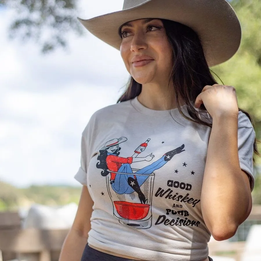 Women's Whiskey Cowgirl Boyfriend Fit T-Shirt - Sand sold by Grunt Style