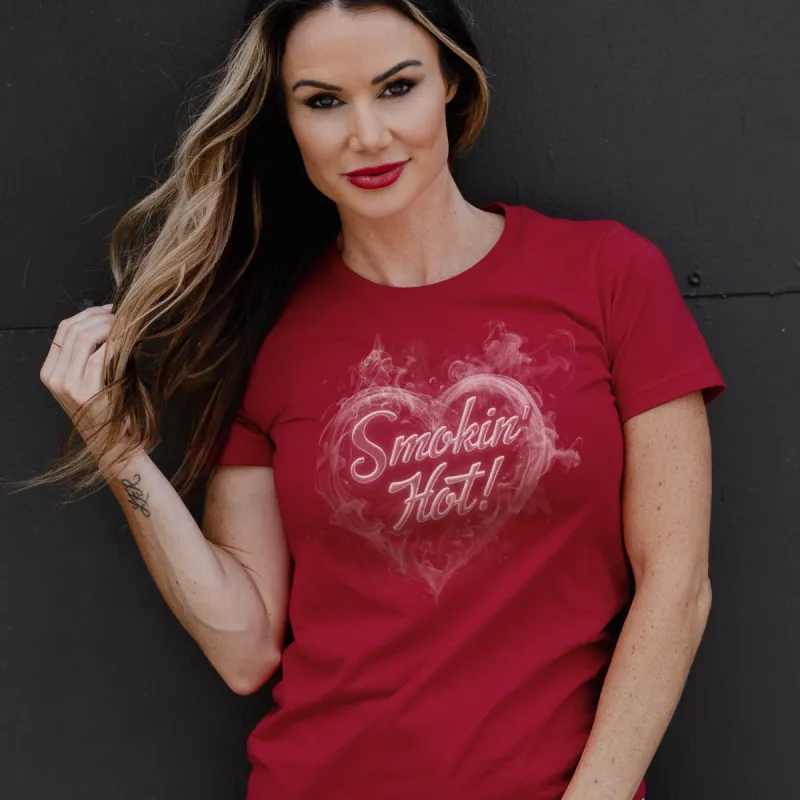 Women's Smokin' Hot Boyfriend Fit T-Shirt - Red sold by Grunt Style