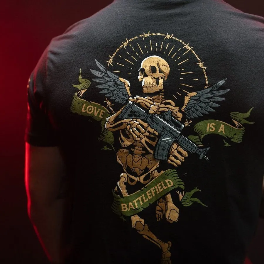 Love Is A Battlefield T-Shirt - Black sold by Grunt Style product image thumbnail 5