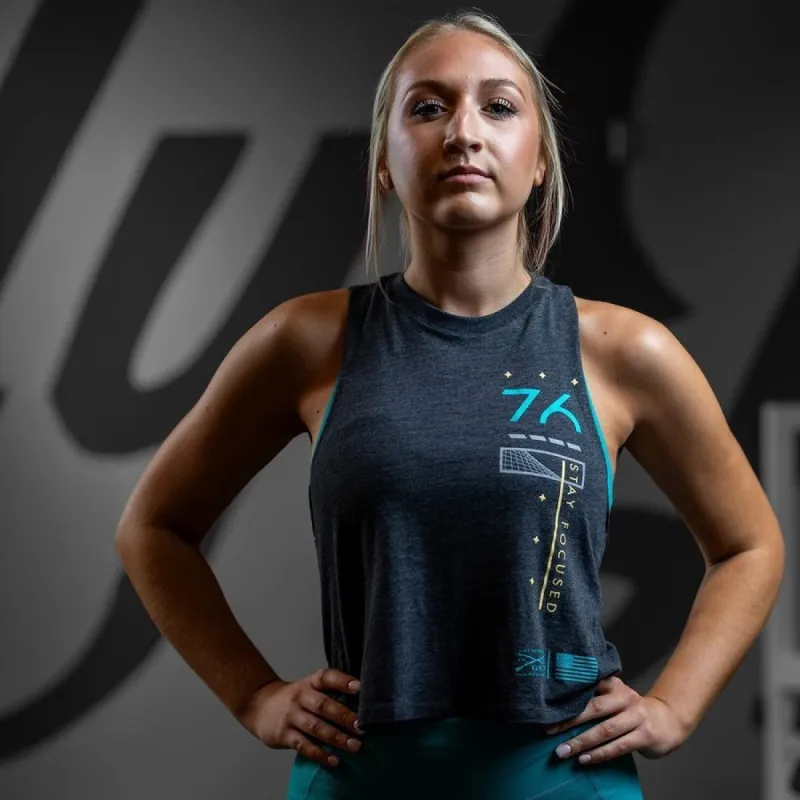 Women's Mind Over Matter Racerback Cropped Tank - Dark Heather Gray sold by Grunt Style