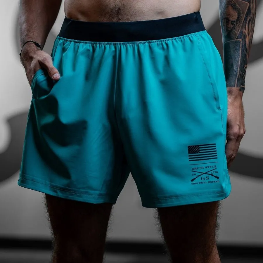 Men's Training Shorts - Aqua sold by Grunt Style product image thumbnail 2