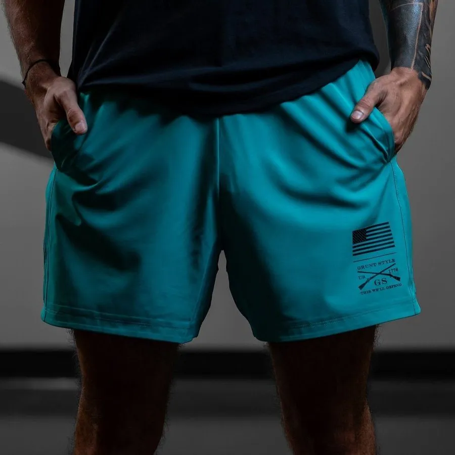 Men's Training Shorts - Aqua sold by Grunt Style product image thumbnail 3