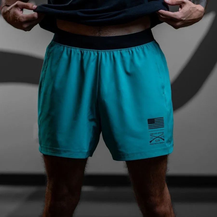 Men's Training Shorts - Aqua sold by Grunt Style product image thumbnail 4