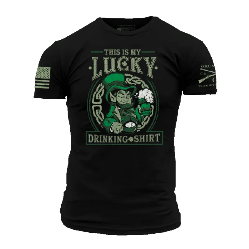 Lucky Drinking T-Shirt - Black sold by Grunt Style