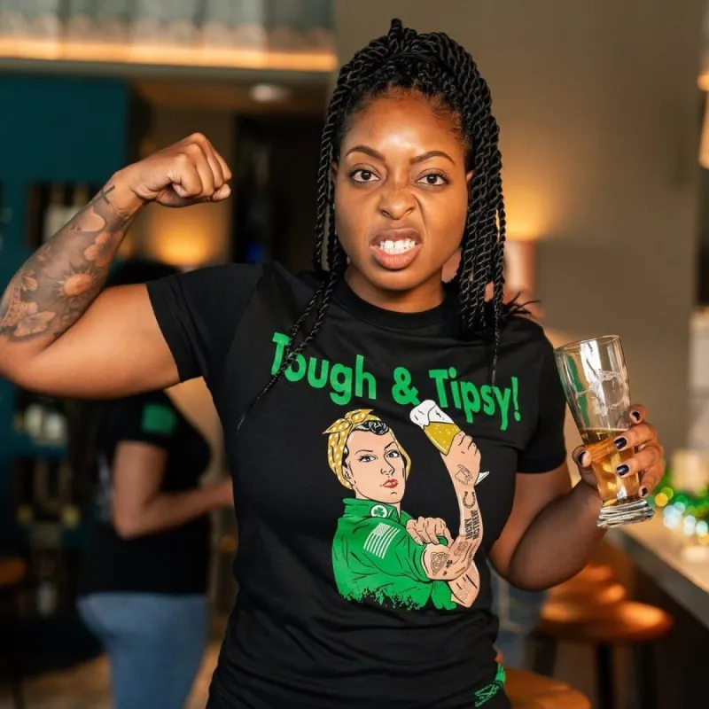 Women's Tough & Tipsy Boyfriend Fit T-Shirt - Black sold by Grunt Style