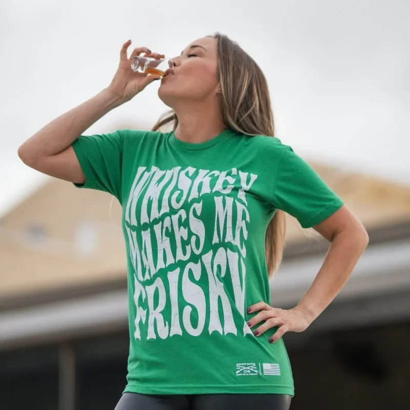 Women's Whiskey Makes Me Frisky Boyfriend Fit T-Shirt - Kelly Green made by Grunt Style