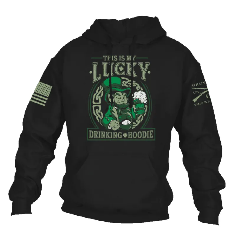 Lucky Drinking Hoodie - Black sold by Grunt Style
