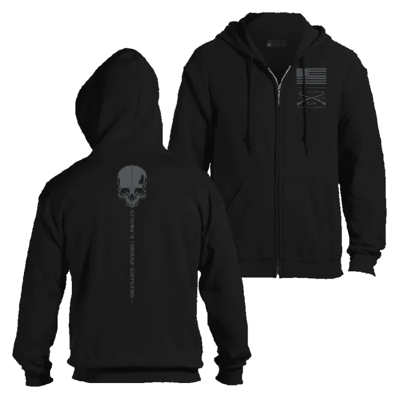 Strength Through Suffering Full-Zip Hoodie - Black sold by Grunt Style