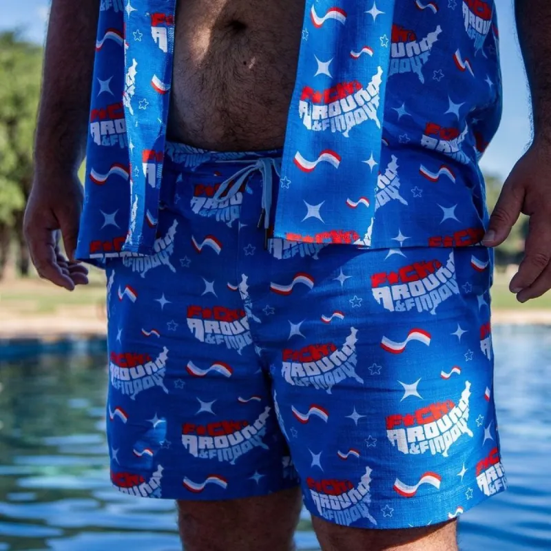 Getaway Casual Shorts - FAFO - Light Blue sold by Grunt Style