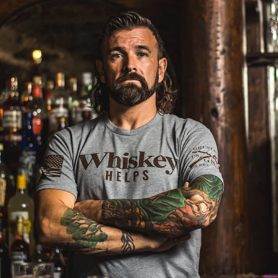 Whiskey Helps™ T-Shirt - Dark Heather Gray sold by Grunt Style product image thumbnail 5
