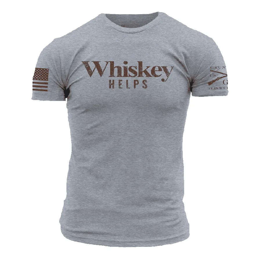 Whiskey Helps™ T-Shirt - Dark Heather Gray sold by Grunt Style