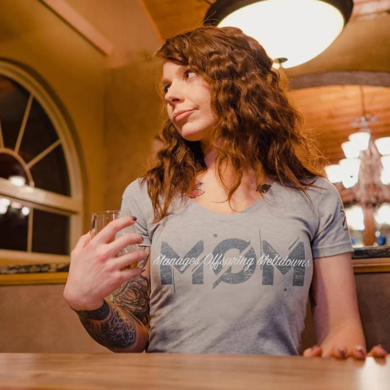 MOM Manages V Neck - Heather Gray sold by Grunt Style