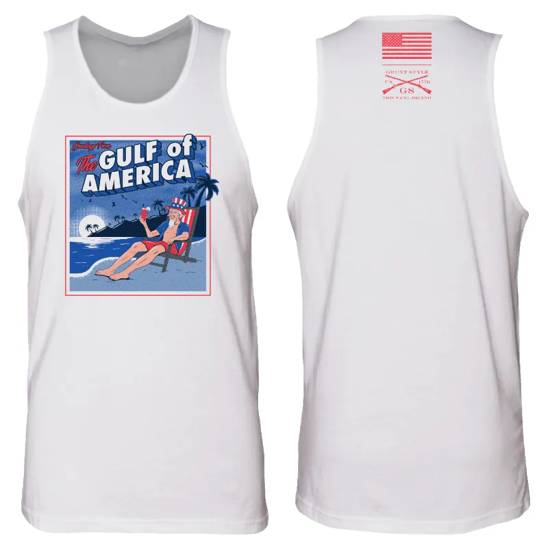 Greetings From The Gulf Of America Tank - White sold by Grunt Style