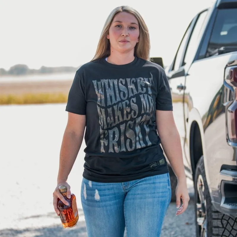 Women's Whiskey Makes Me Frisky Boyfriend Fit T-Shirt - Realtree Riverbend® sold by Grunt Style
