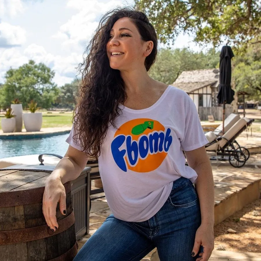 Women's F-Bomb Slouchy T-Shirt - White sold by Grunt Style product image thumbnail 5