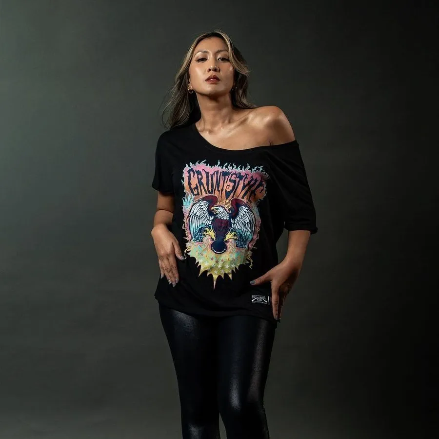 Women's Electric Eagle Slouchy T-Shirt - Black sold by Grunt Style product image thumbnail 4