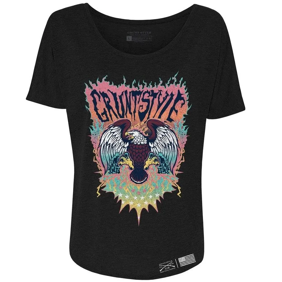 Women's Electric Eagle Slouchy T-Shirt - Black sold by Grunt Style product image thumbnail 3