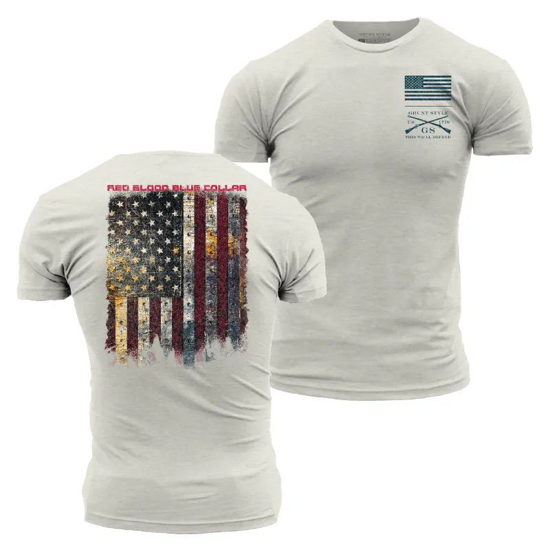 Red Blood Blue Collar® T-Shirt - Sand sold by Grunt Style