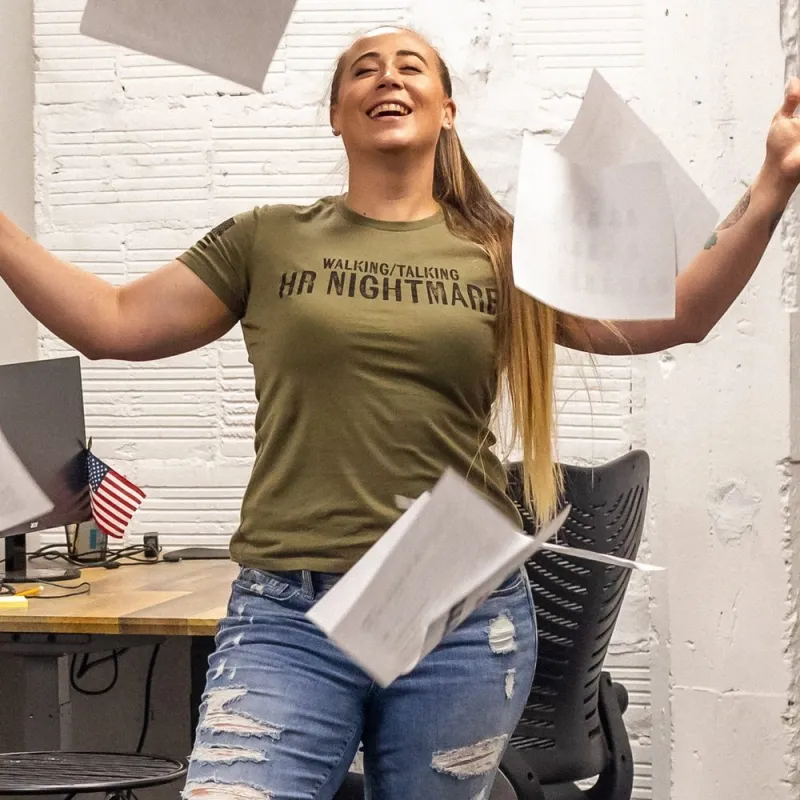 Women's HR Nightmare Slim Fit T-Shirt - Military Green sold by Grunt Style