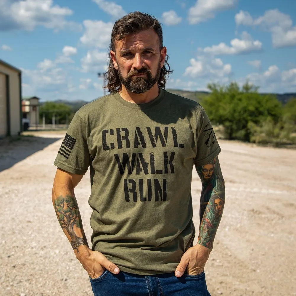 Army - Crawl, Walk, Run T-Shirt - Military Green sold by Grunt Style product image thumbnail 4