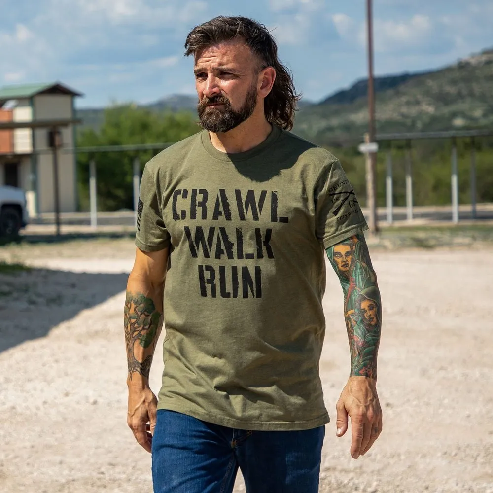 Army - Crawl, Walk, Run T-Shirt - Military Green sold by Grunt Style product image thumbnail 3