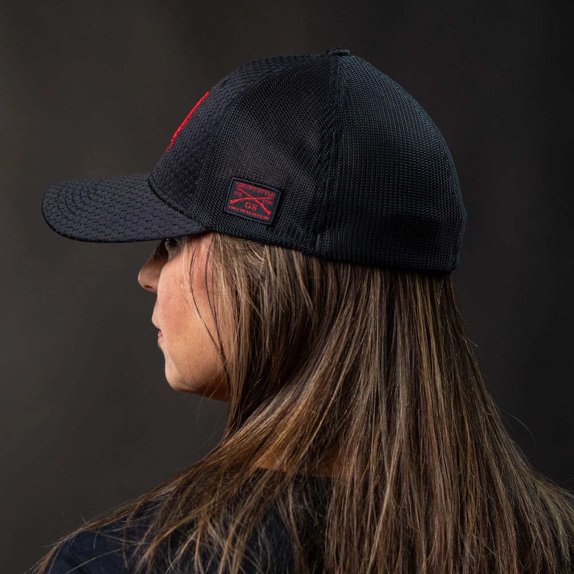 Red Blood Blue Collar® Stretch Fit Hat - Black sold by Grunt Style product image thumbnail 4