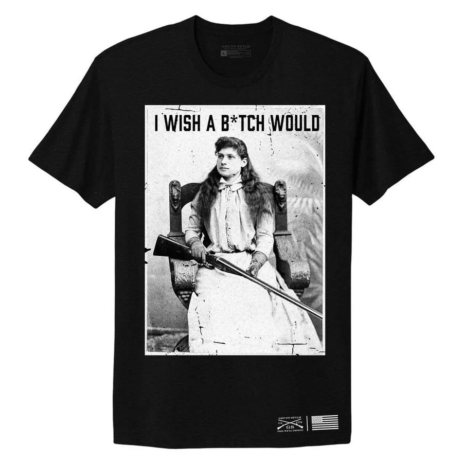Women's I Wish A B*tch Would Boyfriend Fit T-Shirt - Black sold by Grunt Style product image thumbnail 2