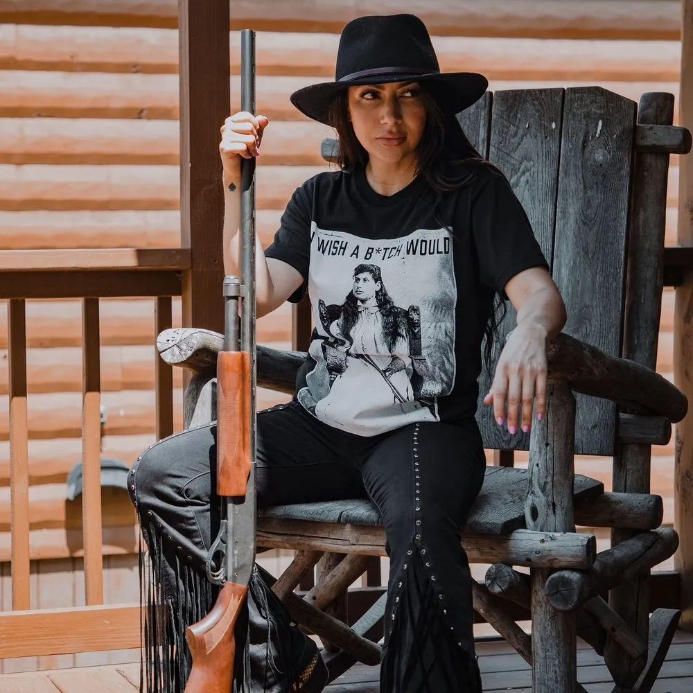 Women's I Wish A B*tch Would Boyfriend Fit T-Shirt - Black sold by Grunt Style product image thumbnail 5