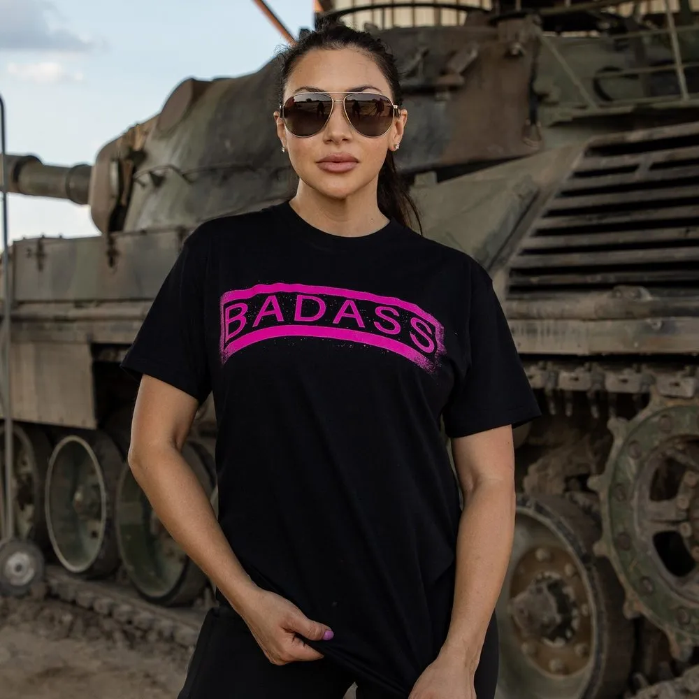 Women's Badass Boyfriend Fit T-Shirt - Black sold by Grunt Style