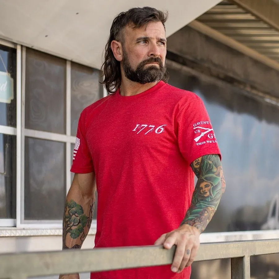 1776 Flag T-Shirt - Red sold by Grunt Style product image thumbnail 5