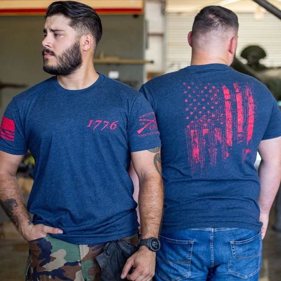 1776 Flag T-Shirt - Midnight Navy sold by Grunt Style product image thumbnail 5