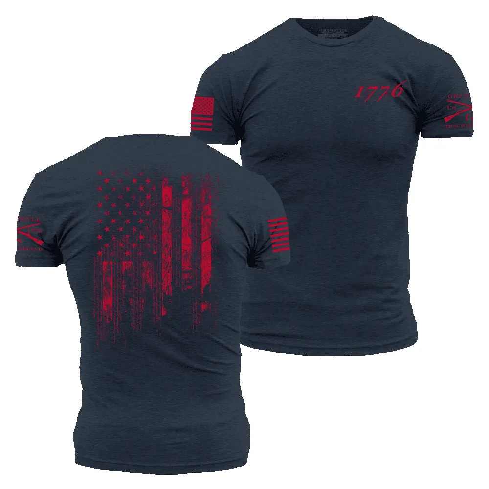 1776 Flag T-Shirt - Midnight Navy sold by Grunt Style