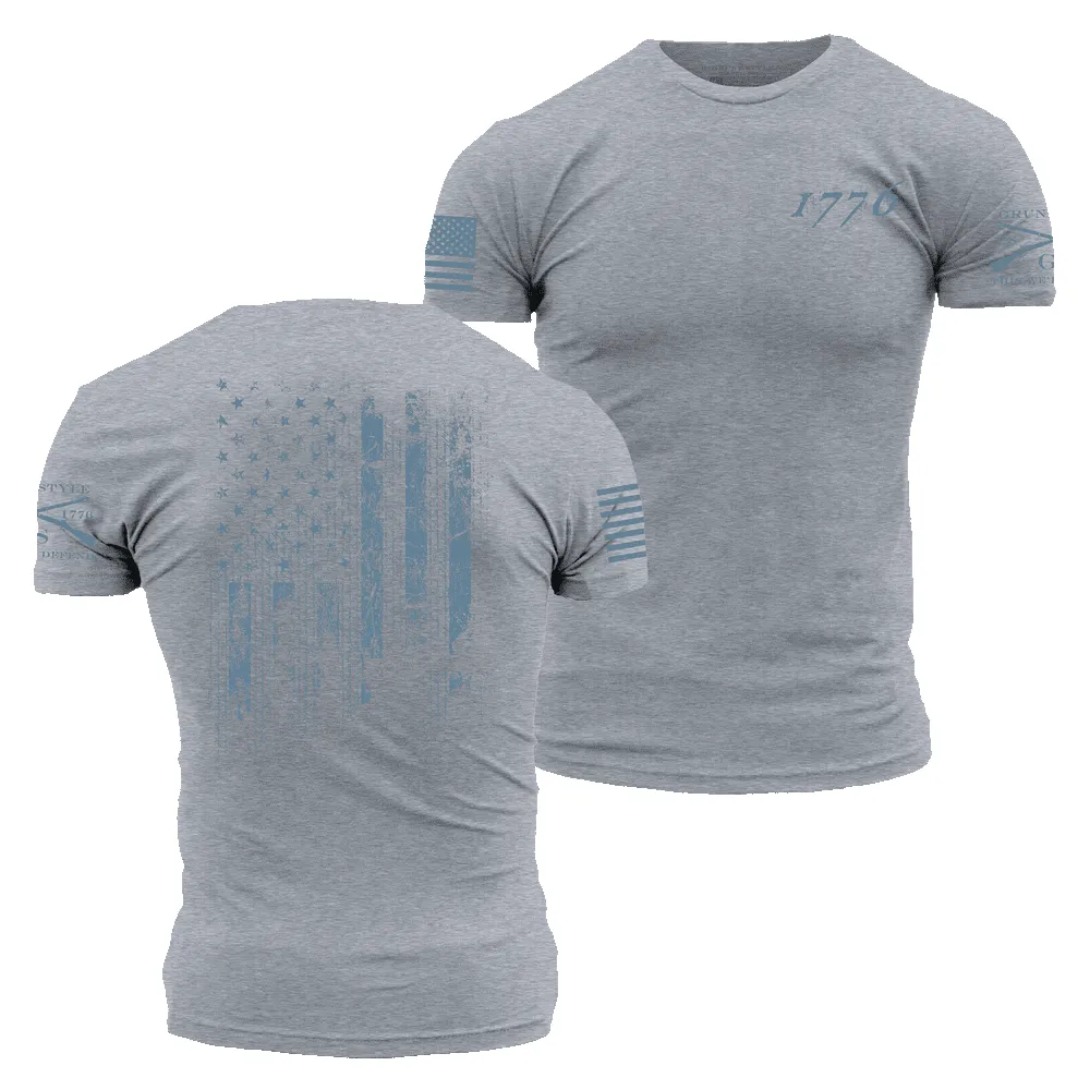 1776 Flag T-Shirt - Dark Heather Gray sold by Grunt Style