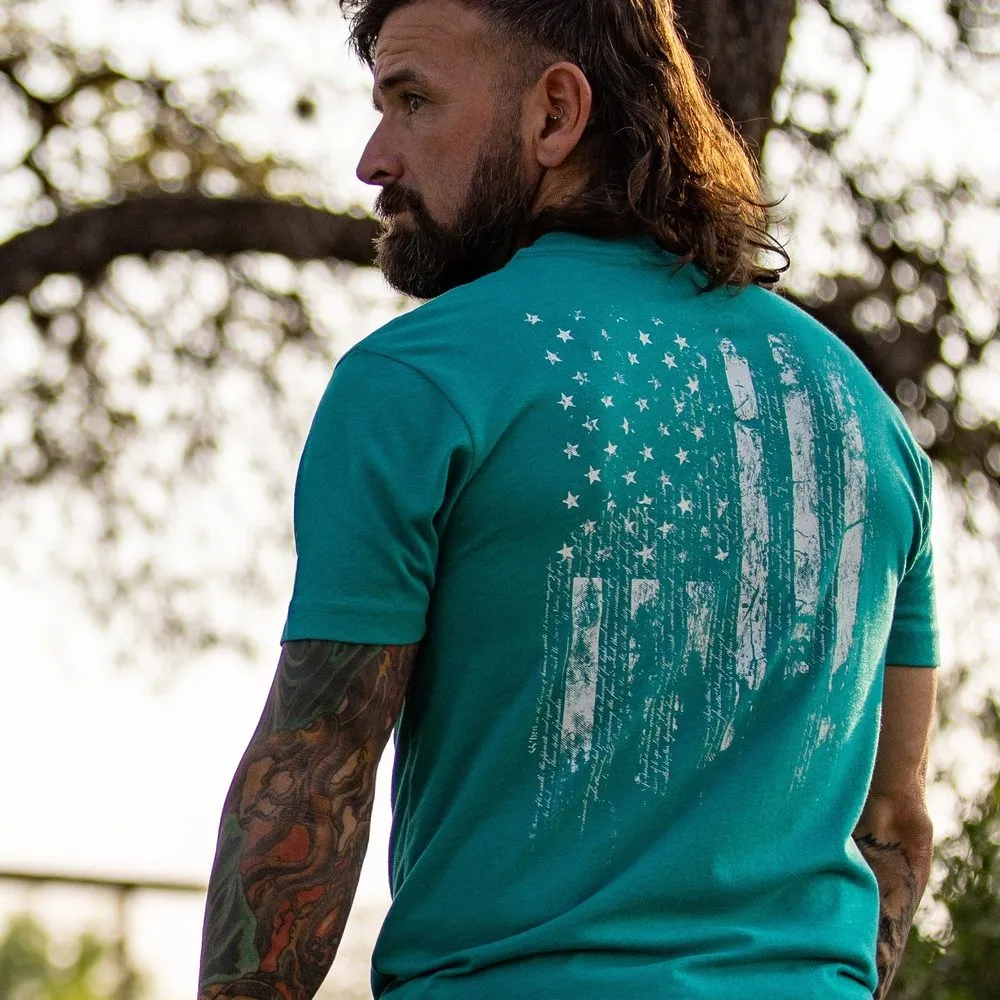 1776 Flag Pocket Tee - Heather Aqua sold by Grunt Style product image thumbnail 4