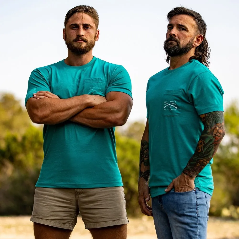 1776 Flag Pocket Tee - Heather Aqua sold by Grunt Style product image thumbnail 3