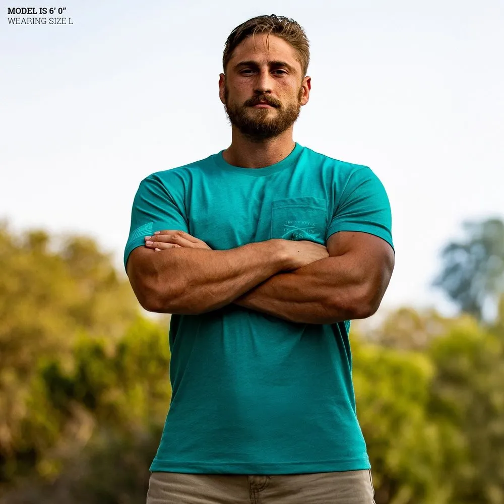 1776 Flag Pocket Tee - Heather Aqua sold by Grunt Style product image thumbnail 5