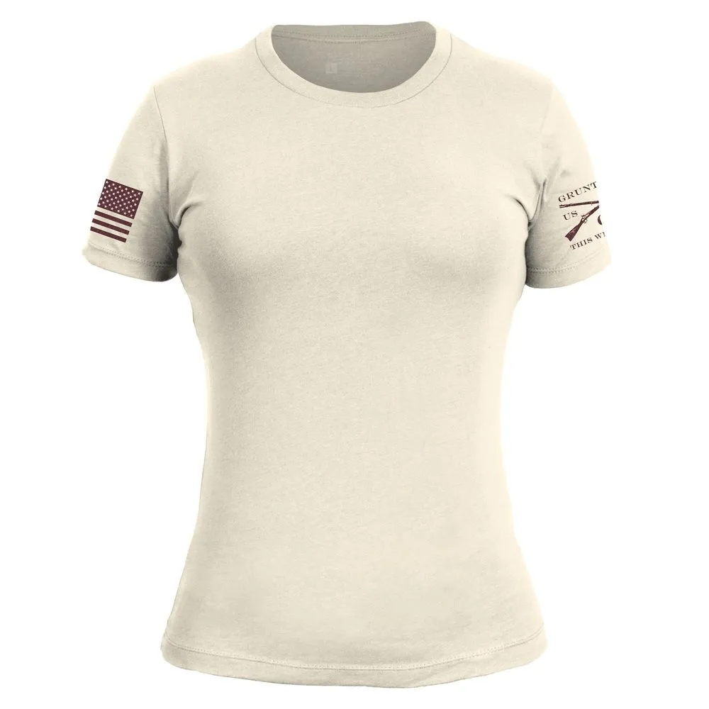 Women's Essential Patriot Slim Fit T-Shirt - Natural sold by Grunt Style