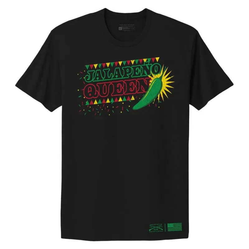 Women's Jalapeno Queen Boyfriend Fit T-Shirt - Black sold by Grunt Style