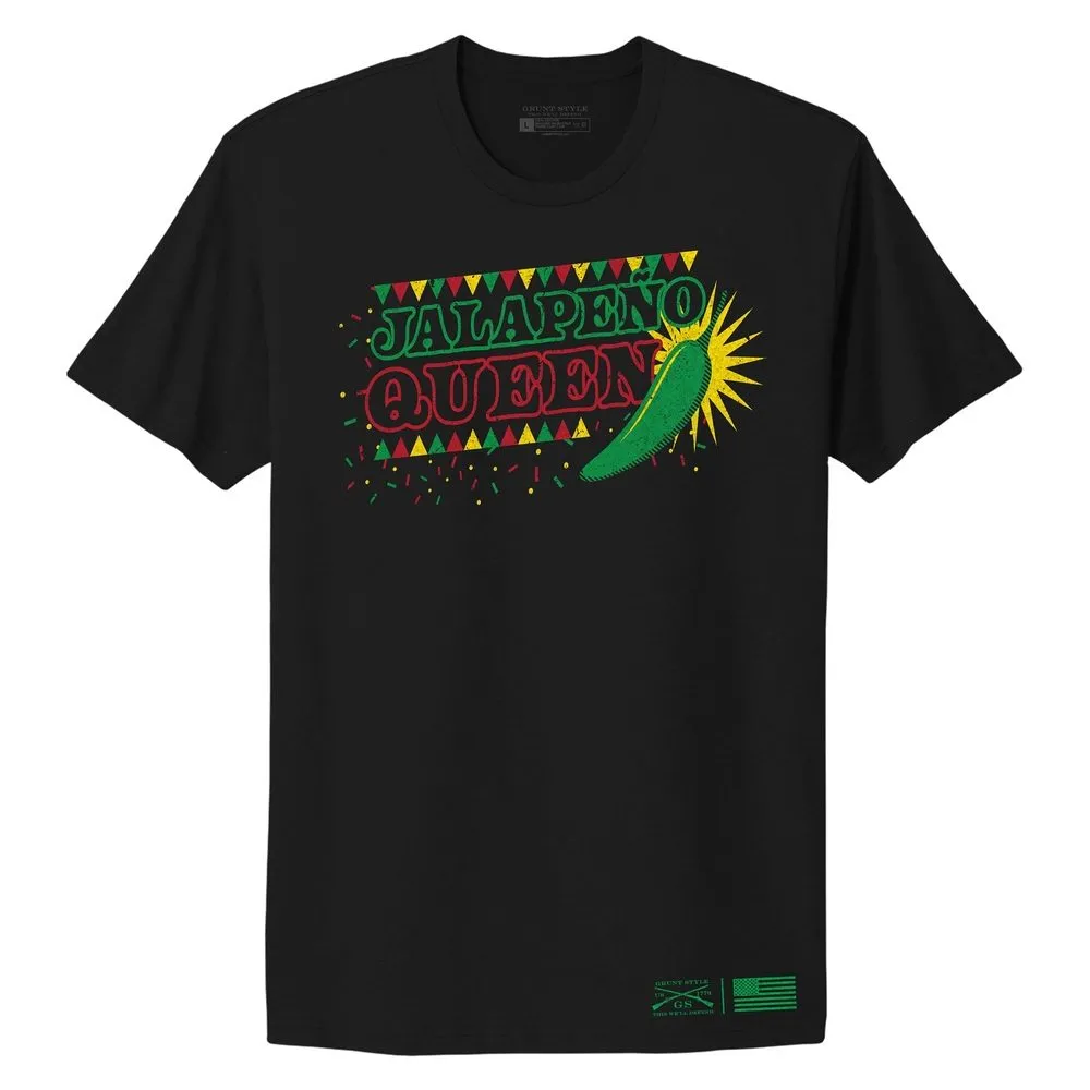 Women's Jalapeno Queen Boyfriend Fit T-Shirt - Black sold by Grunt Style