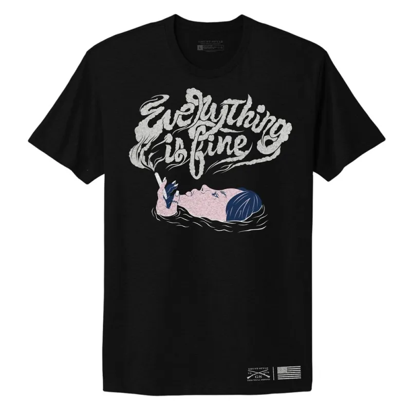 Women's Everything Is Fine Boyfriend Fit T-Shirt - Black sold by Grunt Style