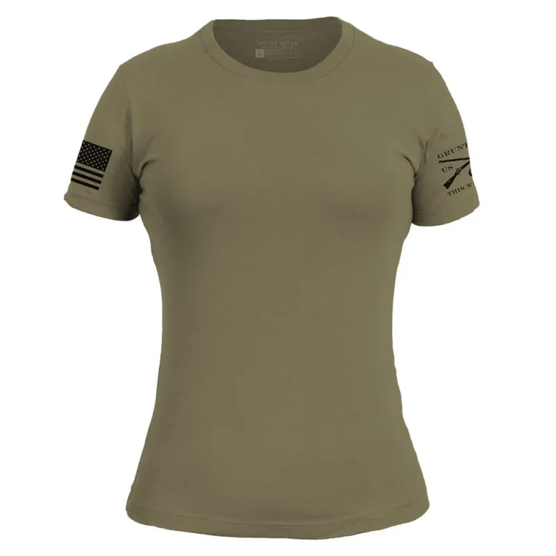 Women's Essential Patriot Slim Fit T-Shirt - Military Green sold by Grunt Style