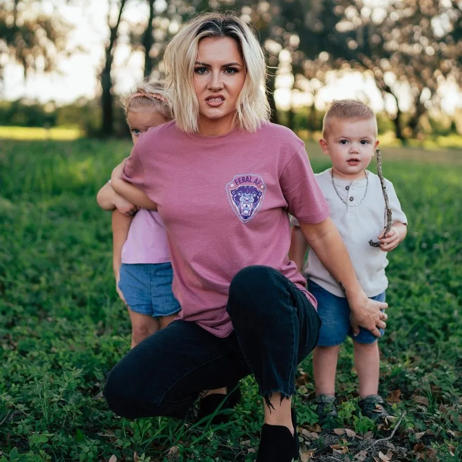 Women's Feral AF Mom Boyfriend Fit T-Shirt - Heather Mauve sold by Grunt Style product image thumbnail 5