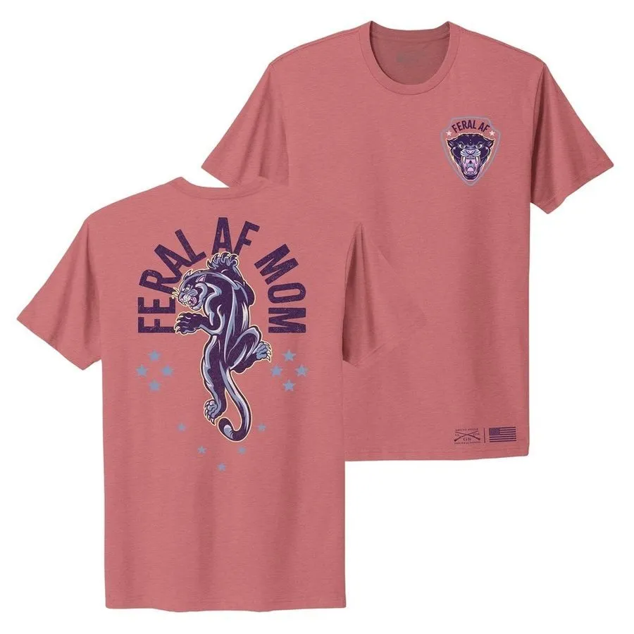 Women's Feral AF Mom Boyfriend Fit T-Shirt - Heather Mauve sold by Grunt Style product image thumbnail 2