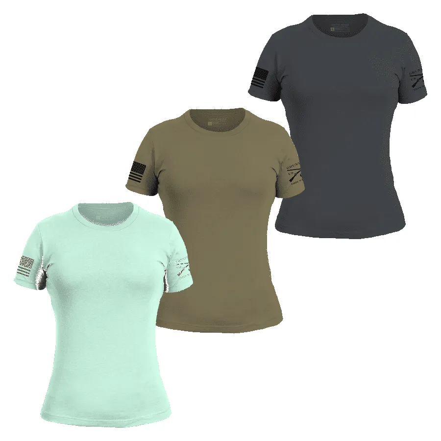 Basic T-Shirt Women's Slim Fit Spring Collection 3-Pack sold by Grunt Style