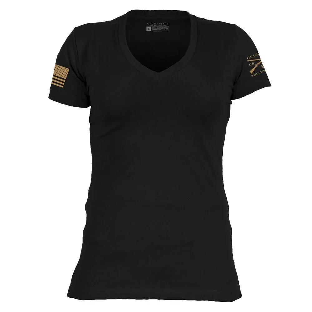 Basic T-Shirt Women's V-Neck - Black sold by Grunt Style