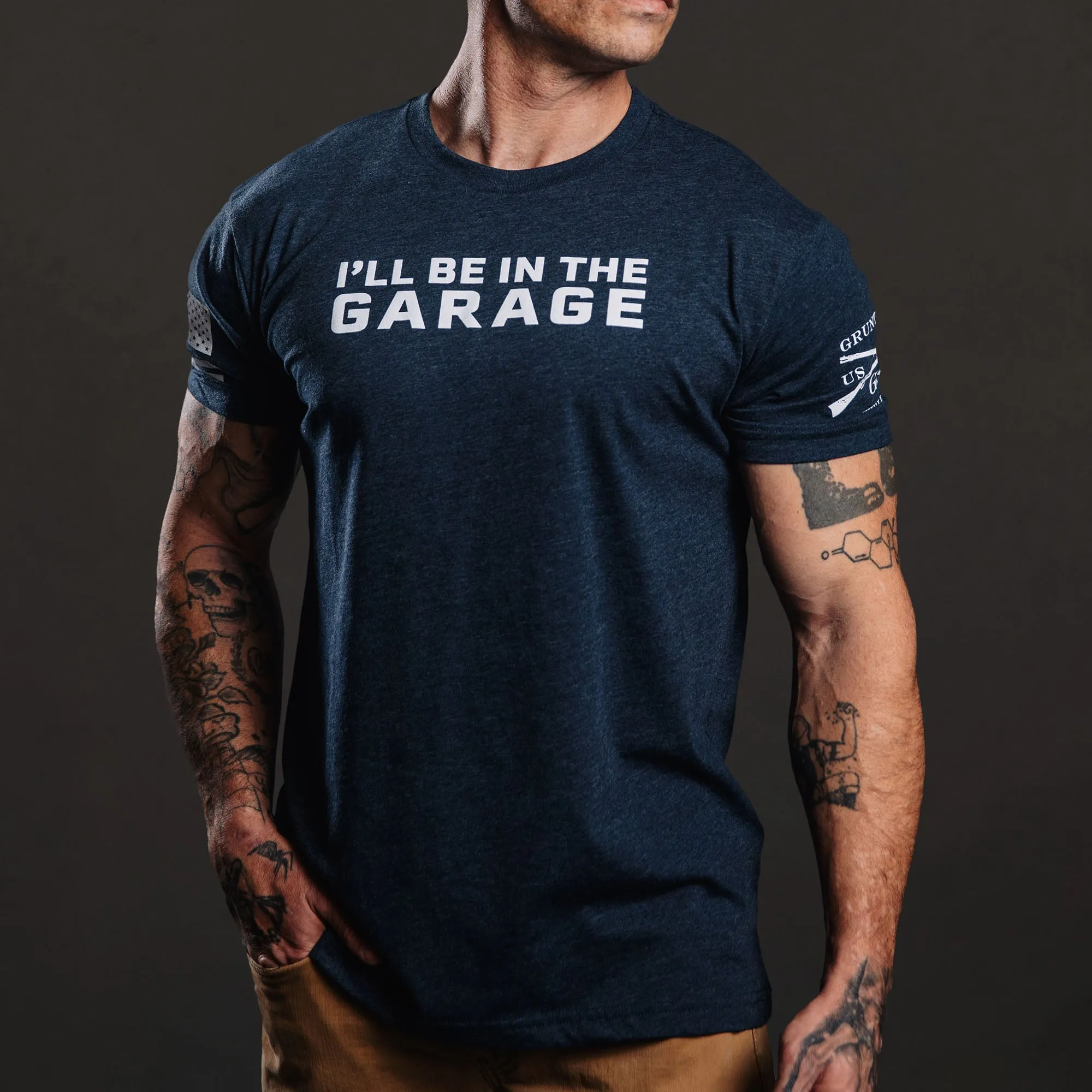 I'll Be In The Garage T-Shirt - Midnight Navy sold by Grunt Style product image thumbnail 5